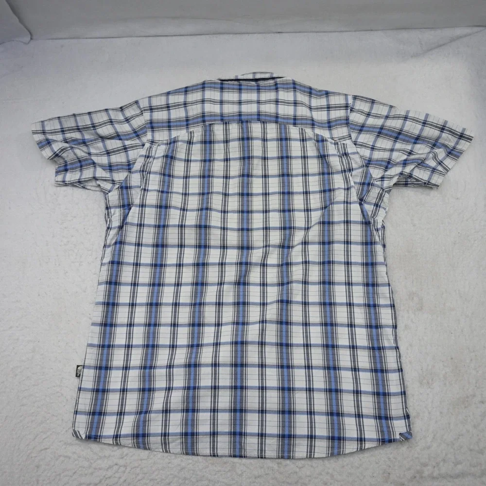 The North Face Button Up‎ Mens M Regular Blue White Plaid Short Sleeve Nylon
